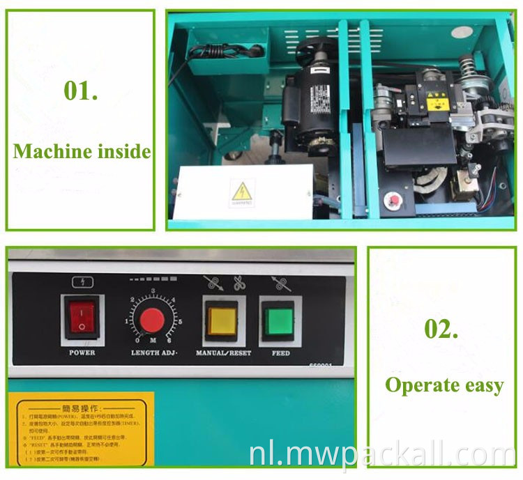Semi-automatische doos met karton doosbandende machine/PP-riemverpakkingsmachine